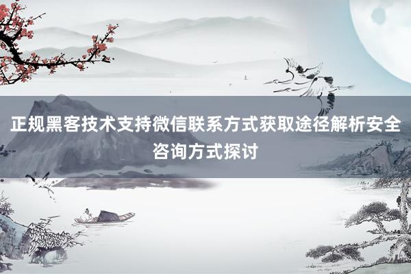 正规黑客技术支持微信联系方式获取途径解析安全咨询方式探讨