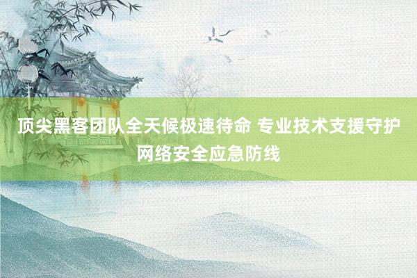 顶尖黑客团队全天候极速待命 专业技术支援守护网络安全应急防线
